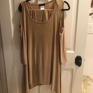 Nude color pantsuit with cold shoulder -2 piece